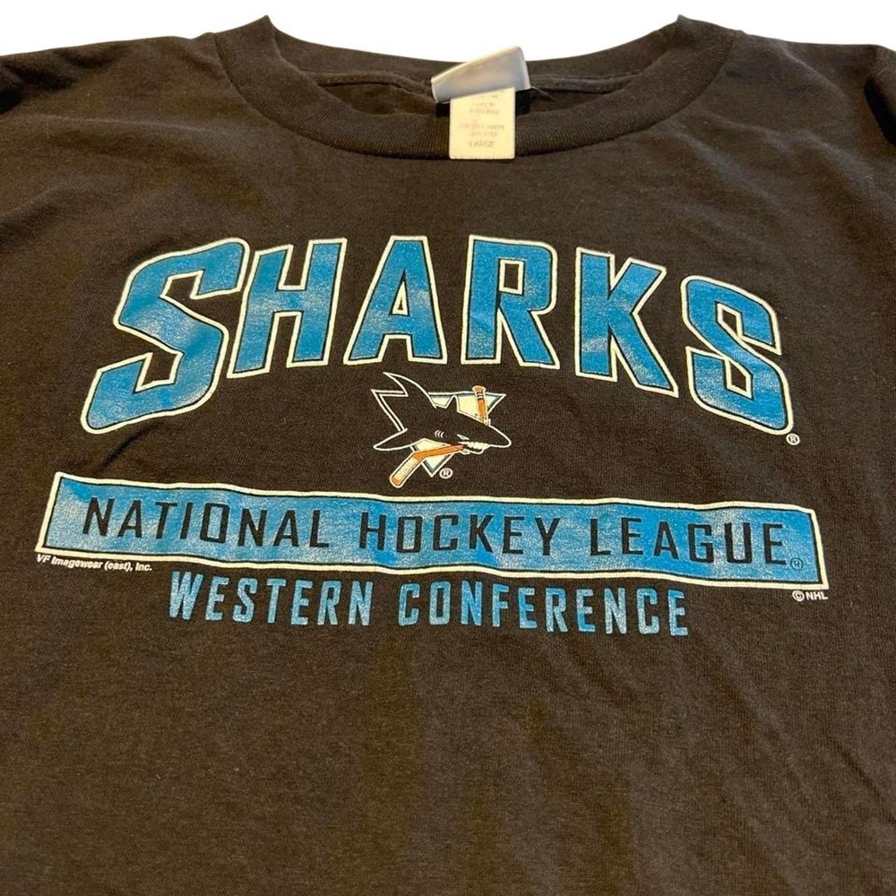 Vintage San Jose Sharks NHL Western Conference Long Sleeve Shirt Black Large